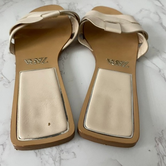 2/$30 Zara Slides Flat Sandals Sz 39 (US 8) Light Beige Beachy Summer - Picture 7 of 10